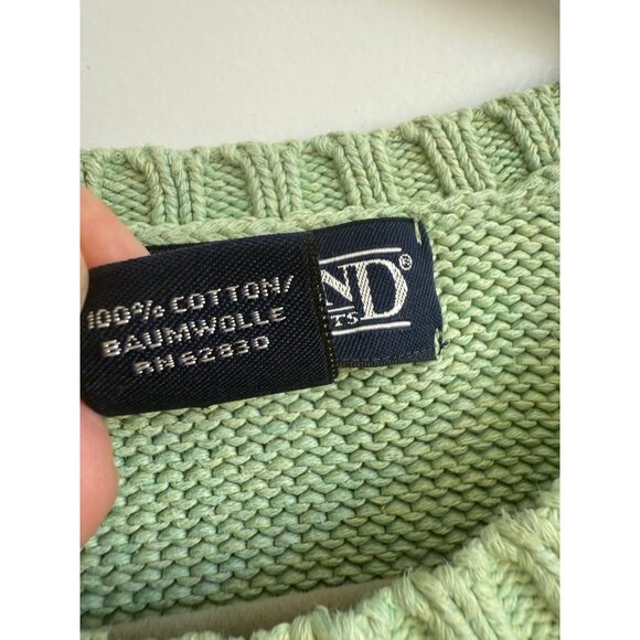Vintage Lands’ End Crew Neck Short Sleeve Sweater Tee Large Sage Green - Picture 6 of 8
